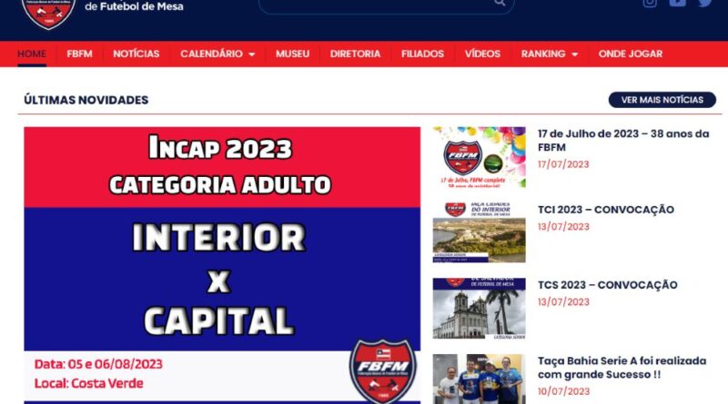Federação Baiana de Futebol de Mesa tem novo Site