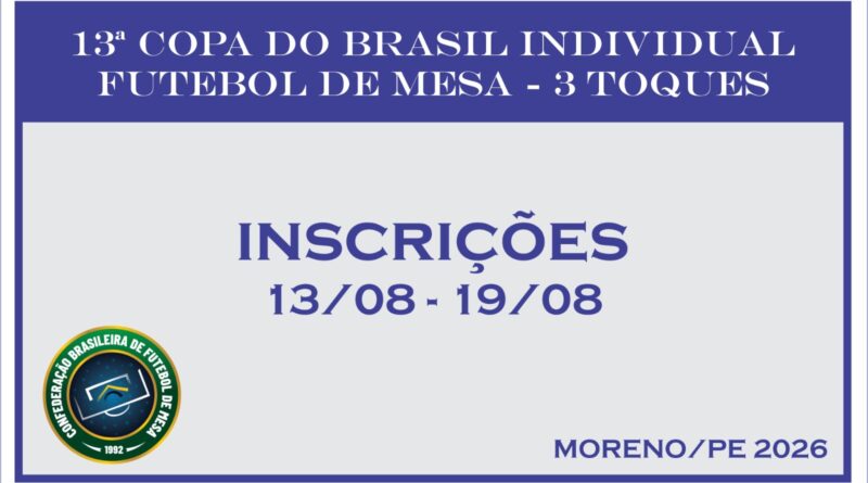Inscrições para 13ª Copa do Brasil Individual